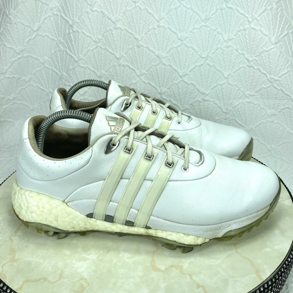 Adidas Tour360 22 Boost Golf Shoes Men Sz 8.5 White Leather Performance Sneakers
